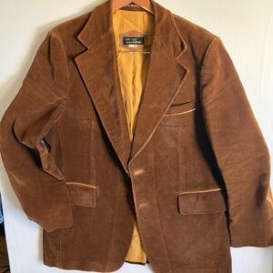 1970’s Classic Vintage Style Cortefiel Corduroy Sport Coat with Fine Leather